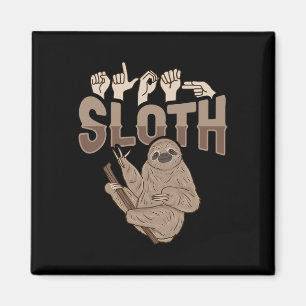 Imán ILY Sloth ASL Hand Gesture Deaf Hearing Loss Aware