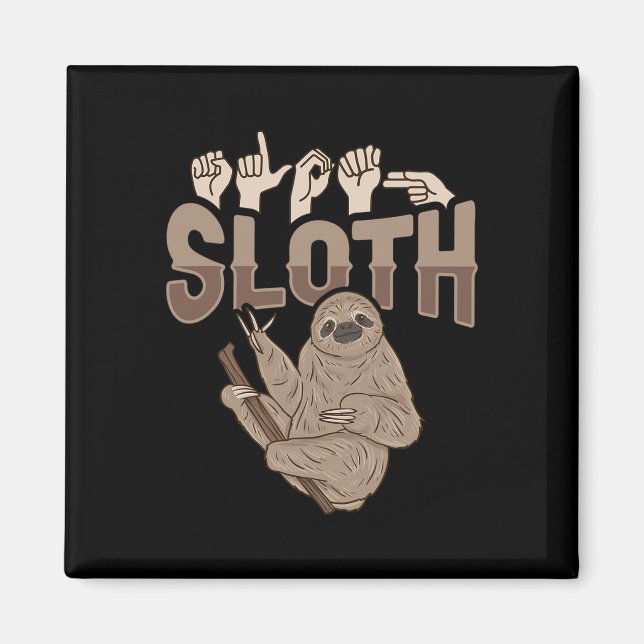 Imán ILY Sloth ASL Hand Gesture Deaf Hearing Loss Aware (Frente)