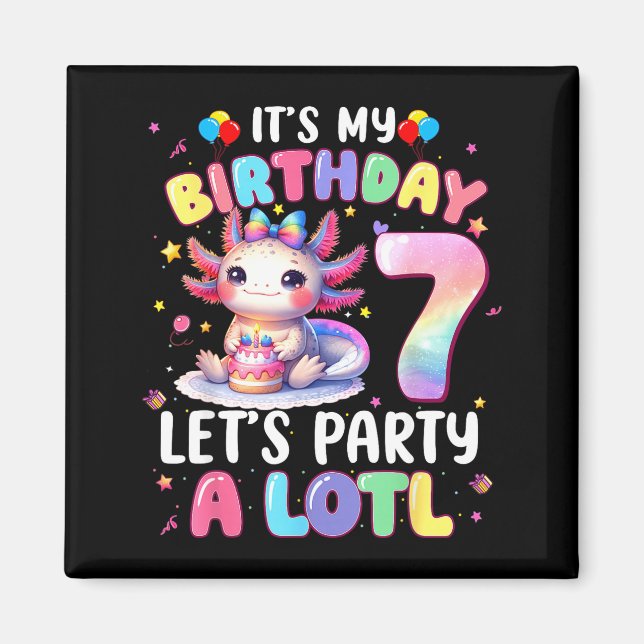 Imán I'm 7th Birthday Girl Cute Axolotl 7 Year Old Bday (Frente)