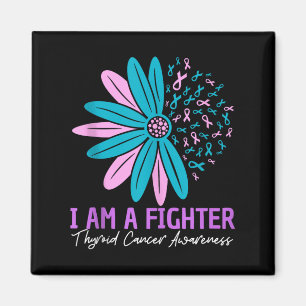 Imán Im A Fighter Thyroid Cancer Awareness Flower Ribbo