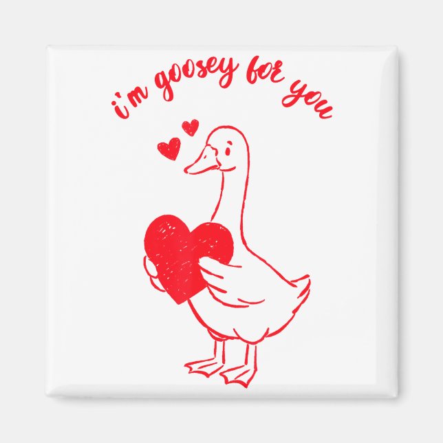 Imán I'm Goosey For You Valentine Goose Hearts Minimal  (Frente)