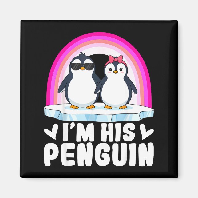 Imán I'm Her Penguin Matching Couple Valentine Love Hea (Frente)
