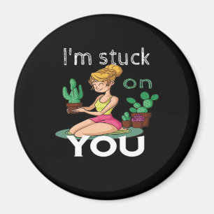 Imán Im Stuck On You Funny Cactus Gardening Playful Des