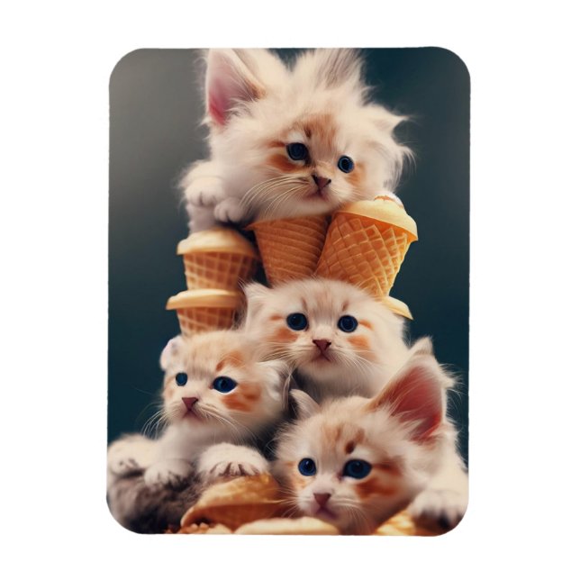 Imán ímã gatinhos e sorvetes (Vertical)