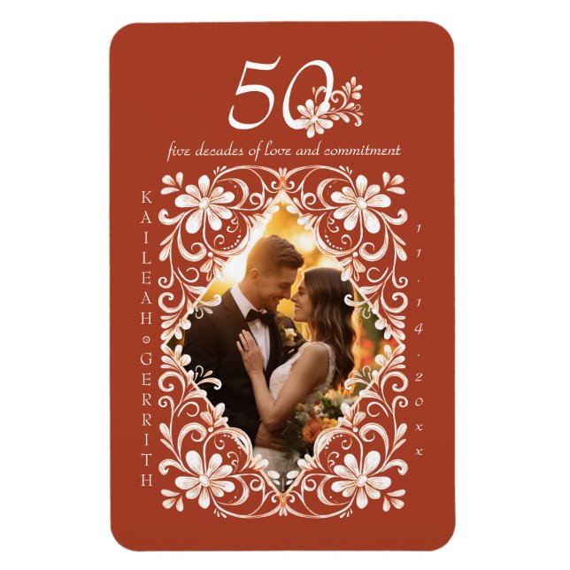 Imán Imagen de 50 años de la Romántica Rust Roja (Vertical)