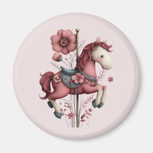 Imán Imagen de caballo de carrusel caprichoso (Frente)