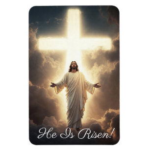 Imán Imagen de la Resurrección Jesús en Nubes Saludos