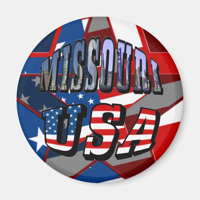Imán Imagen de Missouri y texto de Estados Unidos (Frente)