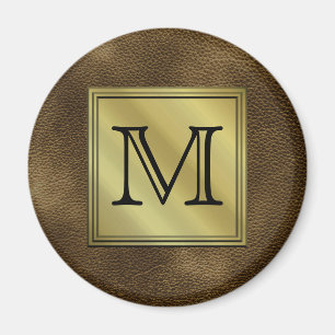 Imán Imagen de Monograma Personalizado impresa. Marron.