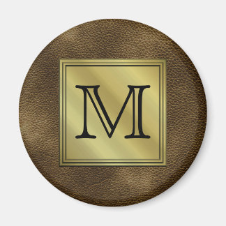 Imán Imagen de Monograma Personalizado impresa. Marron.