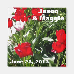 Imán Imagen de Red Tulips Save the Date
