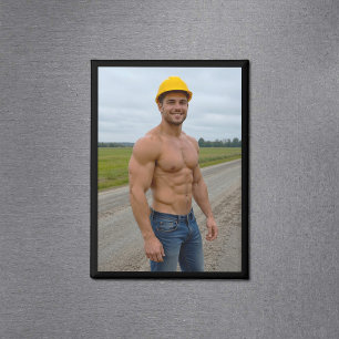 Imán Imagen de trabajador de la construcción musculoso
