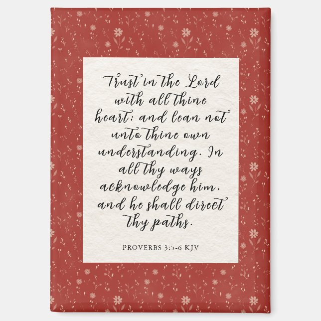 Imán Imagen del versículo bíblico Proverbios 3:5-6 KJV  (Anverso)