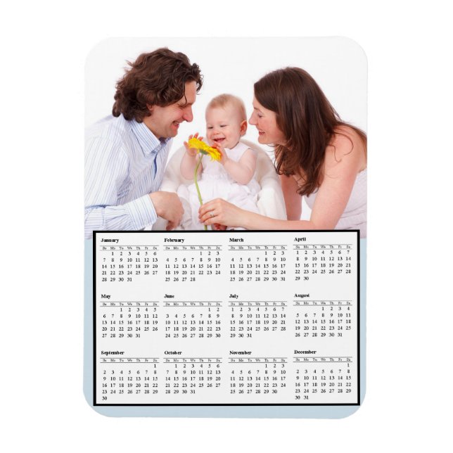 Imán Imagen familiar perosnalizada del calendario 2018 (Vertical)