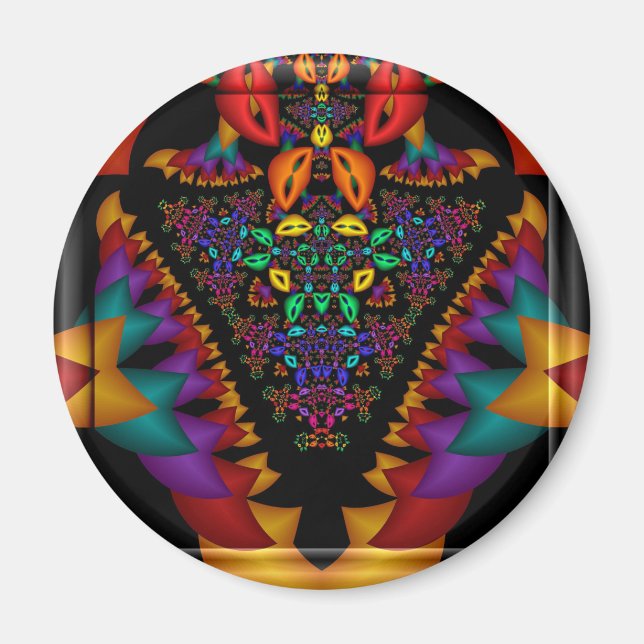 Imán Imagen fractal simétrica en marco de vidrio 3d (Frente)