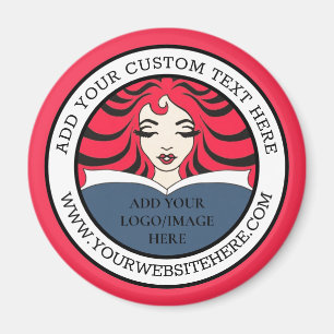 Imán Imagen y texto del logotipo de su empresa redonda