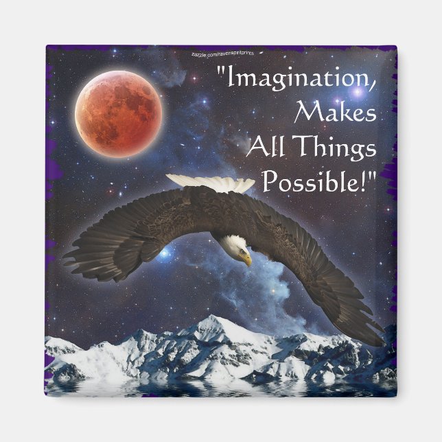 Imán Imaginación Águila calva y fantasía espacial Magne (Frente)