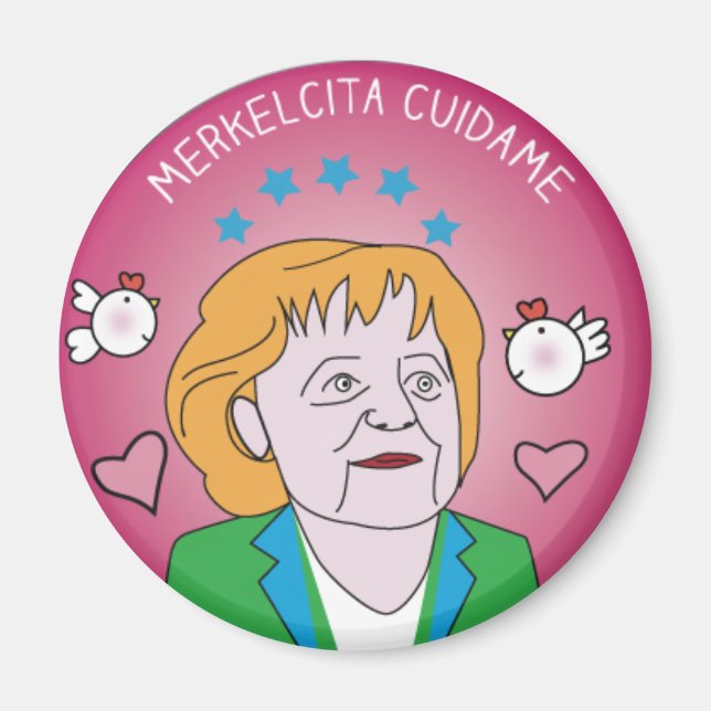 Imán Iman de Nevera Merkelcita Plis Cuidame Rosa (Frente)