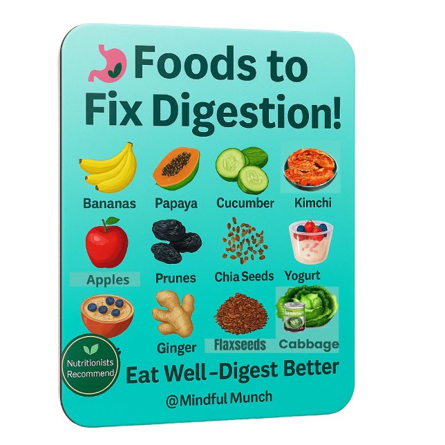 Imán 🌿Imán de nevera para la salud digestiva  (Keep your gut happy—this magnet features top foods that support digestion and reduce bloating.)