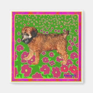 Imán Imán: Perrito en el jardín - rosa