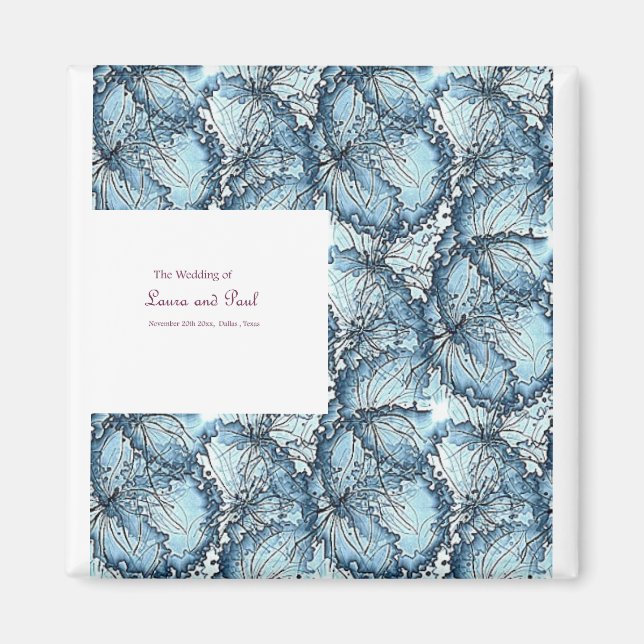 Imán Imanes cuadrados de boda artístico (Frente)