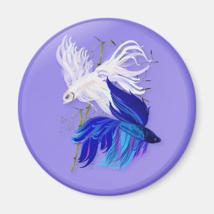 Imán Imanes de peces azules siameses blancos de combate