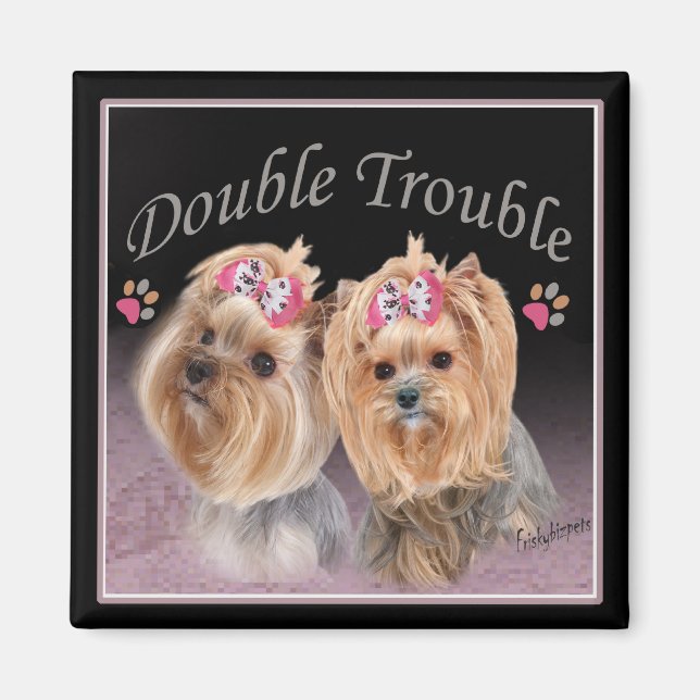 Imán Imanes de Yorkie Double Trouble (Frente)