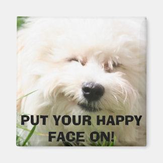 Imán IMG_0011,Bichon Frise: ¡PONGA TU FELIZ CARA EN MAR
