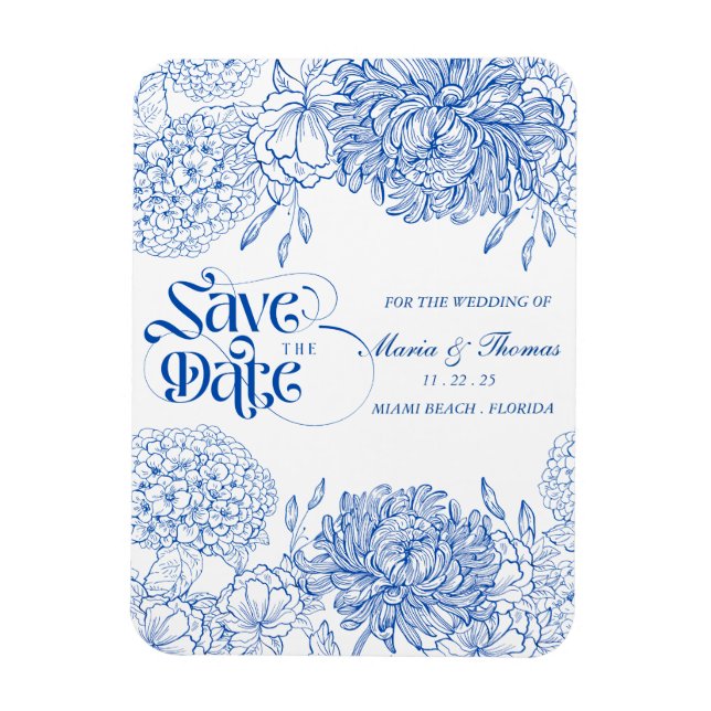 Imán imnet guardar la fecha . Estilo boda mediterráneo (Vertical)