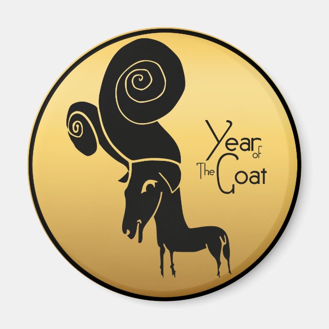 Imán Impar Ram Oro Ram Gota Año Chino Zodiac Redondo Ma (Frente)