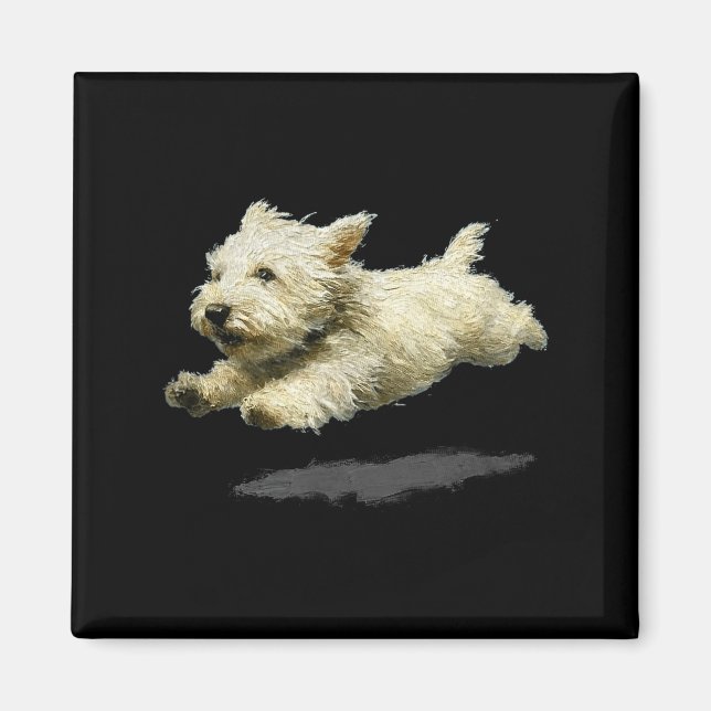 Imán Impresión artística divertida de perro corriendo r (Frente)