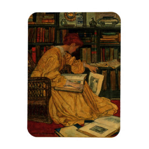 Imán Impresión artística para amantes de libros antiguo
