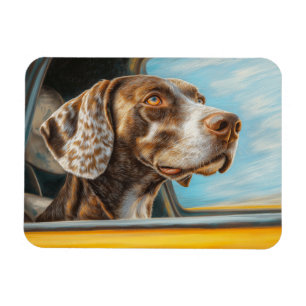 Imán Impresión de arte de perro manchado en una aventur