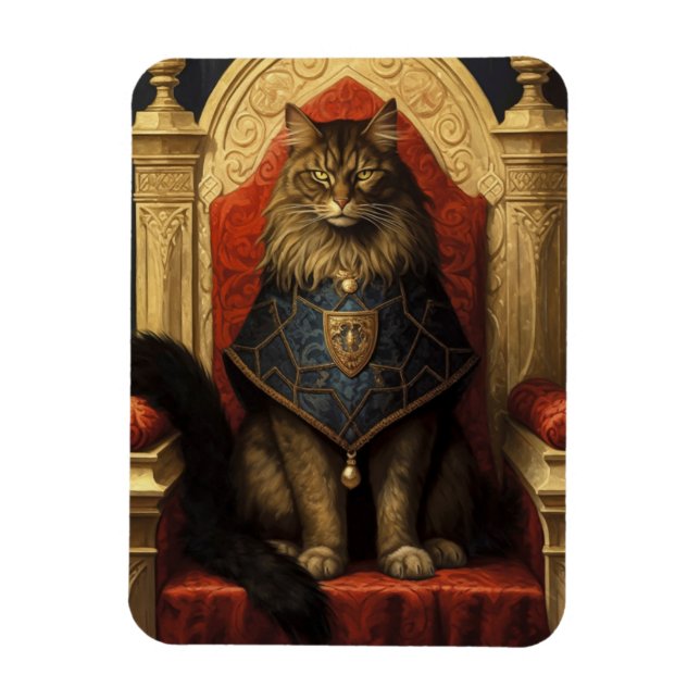 Imán Impresión de arte de trono masculino de gato (Vertical)