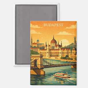 Imán Impresión de arte de viaje de Budapest Hungría vin