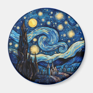 Imán Impresión de arte inspirada en la noche estrellada