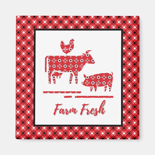 Imán Impresión de Bandana de animales de granja (Frente)
