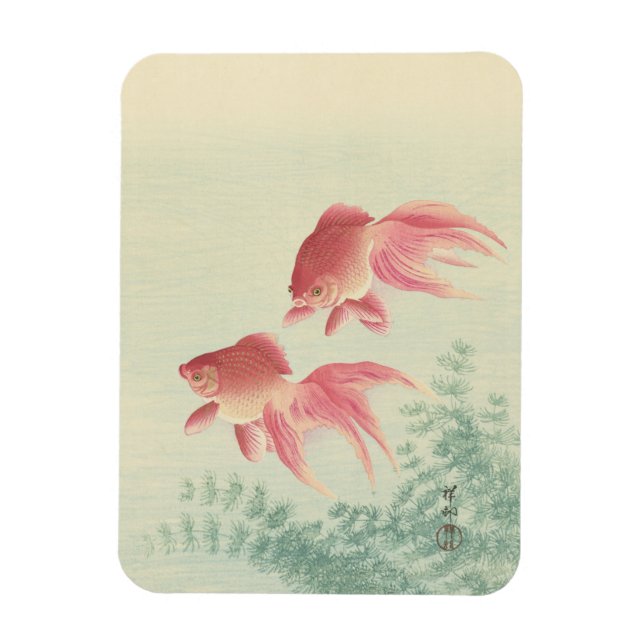 Imán Impresión de bloques de madera japoneses de peces  (Vertical)