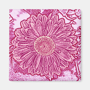 Imán Impresión de bloques de margarita de Gerbera - ton