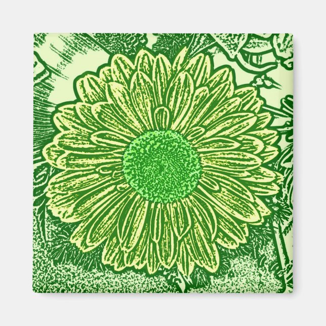 Imán Impresión de bloques de margarita de Gerbera - ver (Frente)