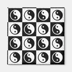 Imán Impresión de bloques en Zen Yin-yang en blanco neg