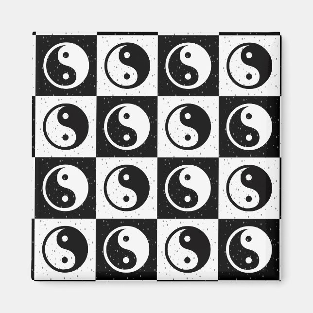 Imán Impresión de bloques en Zen Yin-yang en blanco neg (Frente)