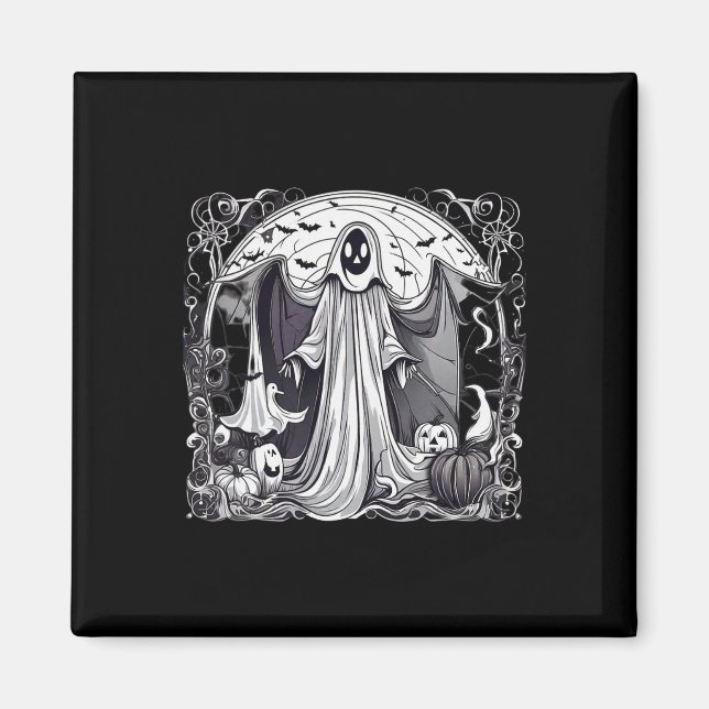 Imán Impresión de cementerio fantasma de Halloween (Frente)