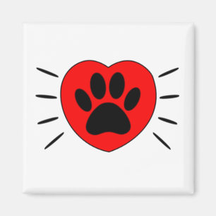 Imán Impresión De Corazón Y Papas De Perro