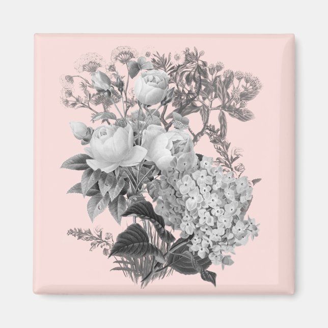 Imán Impresión de flor de vintage (Frente)