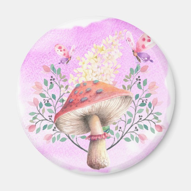 Imán Impresión de jardín de fantasía rosa (Frente)