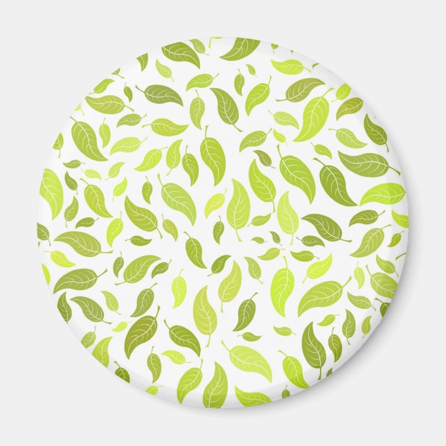 Imán Impresión de la naturaleza de hojas verdes, patrón (Frente)