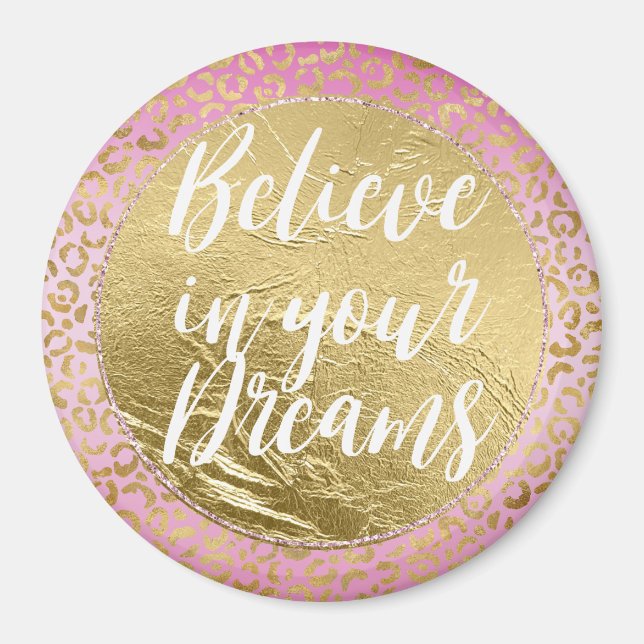 Imán Impresión de Leopardo de Oro Rosa (Frente)