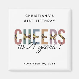 Imán Impresión de leopardo Fiesta de cumpleaños 21