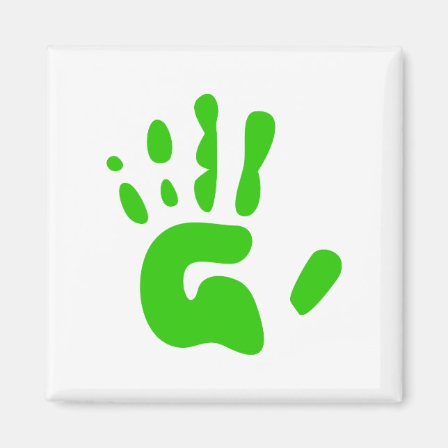 Imán Impresión de mano verde (Frente)